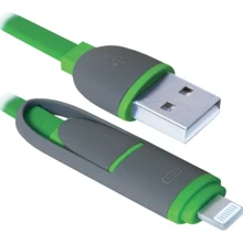 Кабель Defender USB Cable to Lightning/microUSB 1m Green (87489): Тип USB Cable - Lightning/microUSB