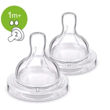 Соска силиконовая Philips AVENT Anti-colic 1м+ 2 шт (SCF632/27): Поток медленный