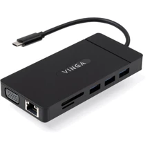 Адаптер Vinga Adapter USB-C to VGA+HDMI+RJ45+3xUSB3.0+USB2.0+SD/TF+PD+mini-jack 3.5 (VHYC10): Колір черный
