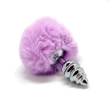 Металлическая анальная пробка Кроличий хвостик Alive Fluffly Twist Plug L Purple: Для кого Унисекс