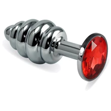 Анальная пробка с кристаллом LoveToy Silver Spiral Plug Red: Для кого Унисекс