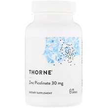 Thorne Research Double Strength Zinc Picolinate 30 mg 180 Veg Caps Пиколинат цинка усиленный: Тип Цинк