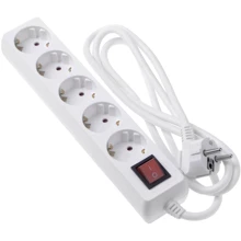 Сетевой фильтр 2E 5XSchuko 3G*1.5мм2, 5м White (2E-U05ES15M5): Количество розеток, шт 5