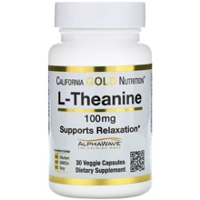 California Gold Nutrition L-Theanine, AlphaWave, Supports Relaxation, Calm Focus, 100 mg, 30 Veggie Capsules: Тип L Теанин