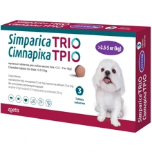 Жевательные таблетки Simparica ТРІО от блох и клещей для собак 2.5 -5 кг 3 таблетки (10024330): Тип Таблетки