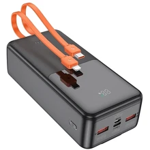 Внешний аккумулятор Hoco Power Bank 30000mAh J119B Sharp Charger with cable 22.5W Black: Количество USB 2