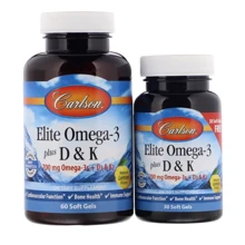 Carlson Labs Elite Omega-3 Plus D & K, Natural Lemon Flavor, 60 + 30 Free Soft Gels (CAR-17540): Тип Омега 3