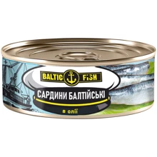 Сардини Baltic Fish Балтійські в олії 230 г (4751017406038): Вага нетто 230 г