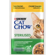 Вологий корм Cat Chow Sterilized для дорослих котів після стерилізації шматочки в підливці з куркою та баклажанами 26х85г (12449433): Тип Влажный корм