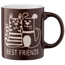 Кружка Ardesto Best friends керамика коричневая 330 мл (AR3471BR): Форма цилиндр