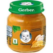Пюре злаково-мясное GERBER Спагетти с курочкой для детей с 6 месяцев (7613032928094): Вид Овоще-мясное