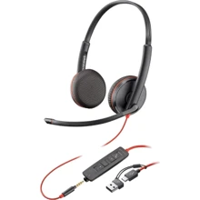 Наушники Poly BlackWire C3225 USB-C HS Stereo Black: Тип конструкции накладные