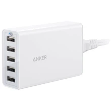 Зарядний пристрій ANKER USB Wall Charger PowerPort 5 40W 5xUSB Power IQ V3 White (A2124L22): Особливості Швидка зарядка