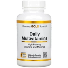 California Gold Nutrition Daily Two-Per-Day Multivitamins Ежедневные мультивитамины 60 растительных капсул: Тип Комплексные