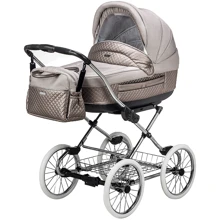 Коляска 2 в 1 классическая Roan Marita Prestige (14" белые колеса, хром рама) P230 бежевый - бежевая (кожа) перламутр (624729): Тип коляски универсальная коляска (2-в-1)