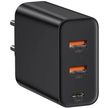 Зарядное устройство Baseus Wall Charger PPS Three Output Quick Charger (C+U+U) 60W EU Black (CCFS-G01): Особенности Power Delivery (PD), USB-C, Быстрая зарядка