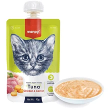 Жидкий корм Wanpy Tuna Chicken & Carrot крем-пюре с тунцом, курицей, морковью и макрелью для котов 90 г (58125): Тип Влажный корм
