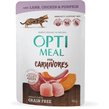 Влажный корм Optimeal Adult cats Grain free для взрослых кошек с ягненком и куриным филе в тыквенном желе 12x85 г (4820083905995): Тип Паучи