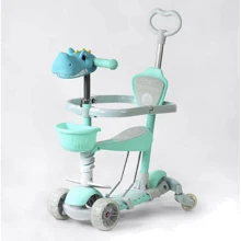 Самокат із батьківською ручкою 5в1 Best Scooter Р-35108 бірюзовий: Кількість коліс 4