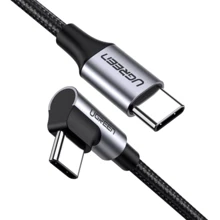 Кабель Ugreen Angled USB-C to USB-C 3A 1m Grey/Black (50123): Тип USB-C - USB-C
