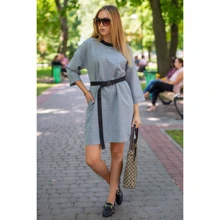 Платье FLFashion Фира ХПФ 3242 42-44 серое повседневное до середины бедра: Состав Лен