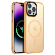 Чохол для iPhone Mobile Case TPU+PC Metal Buttons with MagSafe Colorful Peach for iPhone 14 Pro Max: Колір бежевый