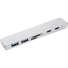 Адаптер PowerPlant Adapter USB-C to HDMI+USB3.0+USB-C+SD+microSD (CA911684): Колір серый