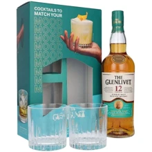 Віскі The Glenlivet 12 років витримки 40% у подарунковій упаковці + 2 склянки 0.7 л (5000299213476): Об'єм, л 0.7
