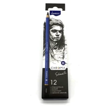 Карандаши угольные Marco 1040H-12CB Chroma, Hard-твердый, шестигранные, 12 шт: Тип Простые