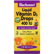 Bluebonnet Nutrition, Liquid Vitamin D3 Drops, Natural Citrus Flavor, 400 IU, 1 fl oz (30 ml) (372): Тип Витамин D