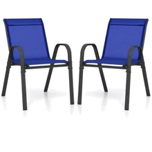 Комплект садових стільців Costway Patio з підлокітниками синій (5900779833670): Вид Стілець