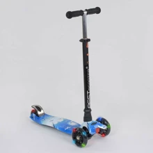 Самокат детский пластмассовый с алюминиевой трубкой руля + 4 колеса Blue/Black (74309): Количество колес 4