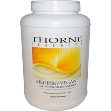Thorne Research Medipro Vegan All-In-One Shake 44.6 oz (1,320 g) Vanilla Протеин вегетарианский: Тип Мультивитамины