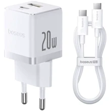 Зарядное устройство Baseus Wall Charger Palm USB-C+USB 20W with USB-C Cable White (P10111608213-01): Особенности Power Delivery (PD), Быстрая зарядка, USB-C