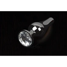 Пикантные Штучки, Маленькая графитовая анальная пробка с кристаллом - 8.5x3 см, прозрачный: Для кого Унисекс