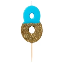 Сервировка стола Свечка-номер 8 Talking Tables Голубого цвета 1 шт (BDAY-CANDLE-BLU-8): undefined undefined
