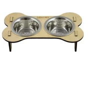 Миски на підставці Lucky Pet Косточка для собак малих порід 2x200 мл 30х17х6 см кремові (4820224213538): Тип Миски