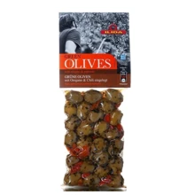 Оливки Green Agriniou with oregano & peperoni, 250 г (WT3476): Вес нетто 250 г