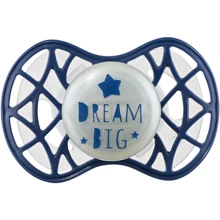 Пустышка Nuvita Air55 Cool симметричная с колпачком светящаяся в темноте DREAM BIG 6m+ темно-синяя (NV7085GBM): Возраст старше 6 месяцев