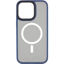 Чехол для iPhone Mobile Case TPU+PC Metal Buttons with MagSafe Blue for iPhone 12 / 12 Pro: Цвет синий