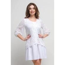 Платье FLFashion Дарел МПД 1701 50 белое повседневное до середины бедра: Состав Полиэстер, Вискоза