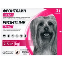 Капли противопаразитарные для собак Tri-Act  Frontline Фронтлайн 2-5 кг XS упаковка 3 пипетки (159911): Тип Капли