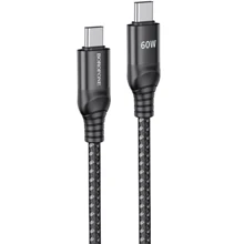 Кабель Borofone USB-C to USB-C 60W 1.5m Black (BX56): Тип USB-C - USB-C