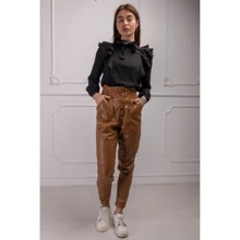 Брюки FLFashion Эдит ЦБЭ 3401 46 коричневые: Сезон Демисезон