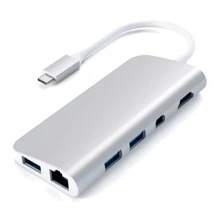 Адаптер Satechi Adapter USB-C to USB-C+3xUSB3.0+micro SD+SD+RJ45+HDMI+Mini DisplayPort Silver (ST-TCMM8PAS): Колір сріблястий