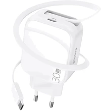 Зарядное устройство Proove Wall Charger USB-C Fixtape GaN 30W White (WCFP30010202): Особенности Быстрая зарядка, USB-C