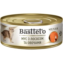 Мус для котов Basttet`O SILVER с лососем и овощами: Тип Влажный корм
