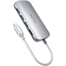 Адаптер HooToo USB-C to USB-C + HDMI + 3xUSB 3.0 + RJ45 + SD Silver (HT-UC008S): Колір серебристый