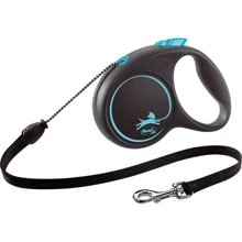 Поводок-рулетка Flexi Black Design M до 20 кг 5 м голубой (4000498033432): Тип шнура Трос