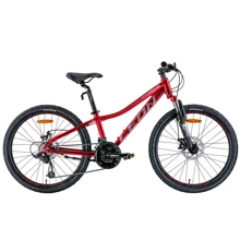 Велосипед 24" Leon JUNIOR AM DD 2022 (червоний з сірим): Діаметр коліс, дюймів 24